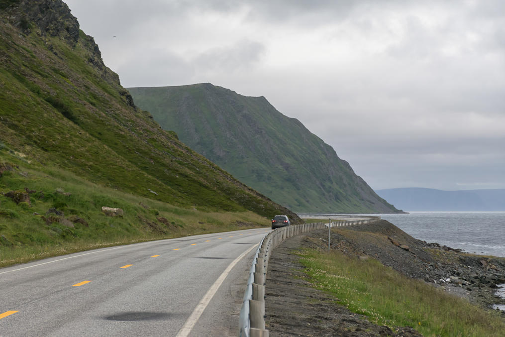 Route E69 on Magerøya Island along Porsangerfjorden, approaching Honningsvåg