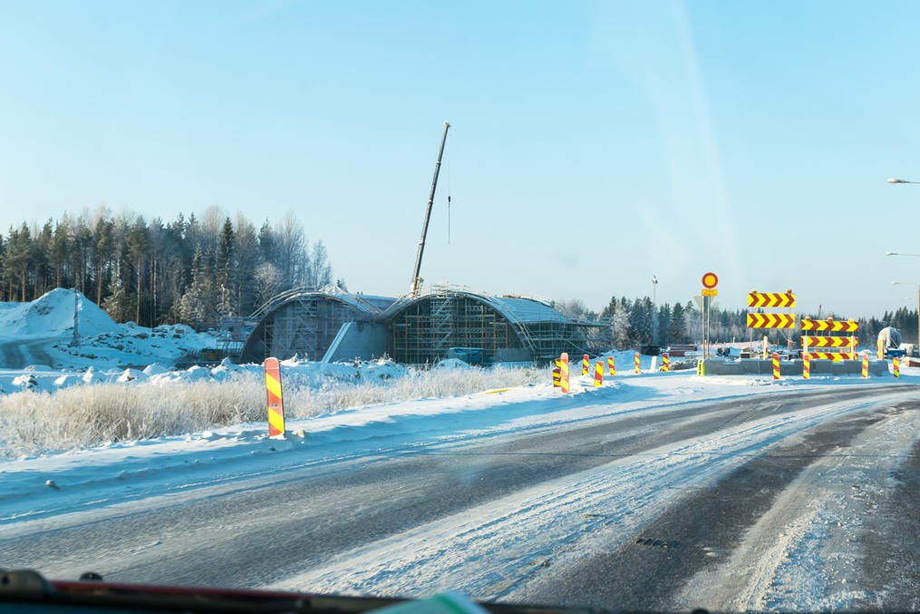 Wildlife crossing construction on the new section of National road 7 (Hamina-Russian border). This particular section is already complete at the moment