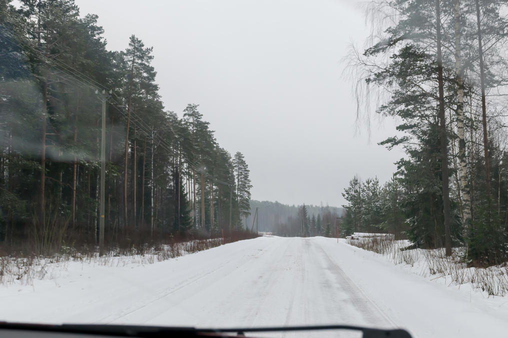 Local road near Köyliö village in Satakunta in March
