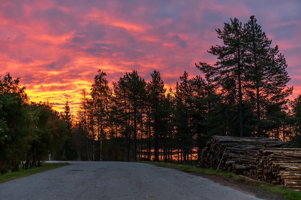 Typical rest area near National Road 5 in the area of Kuusamo village in the northeast of North Ostrobothnia