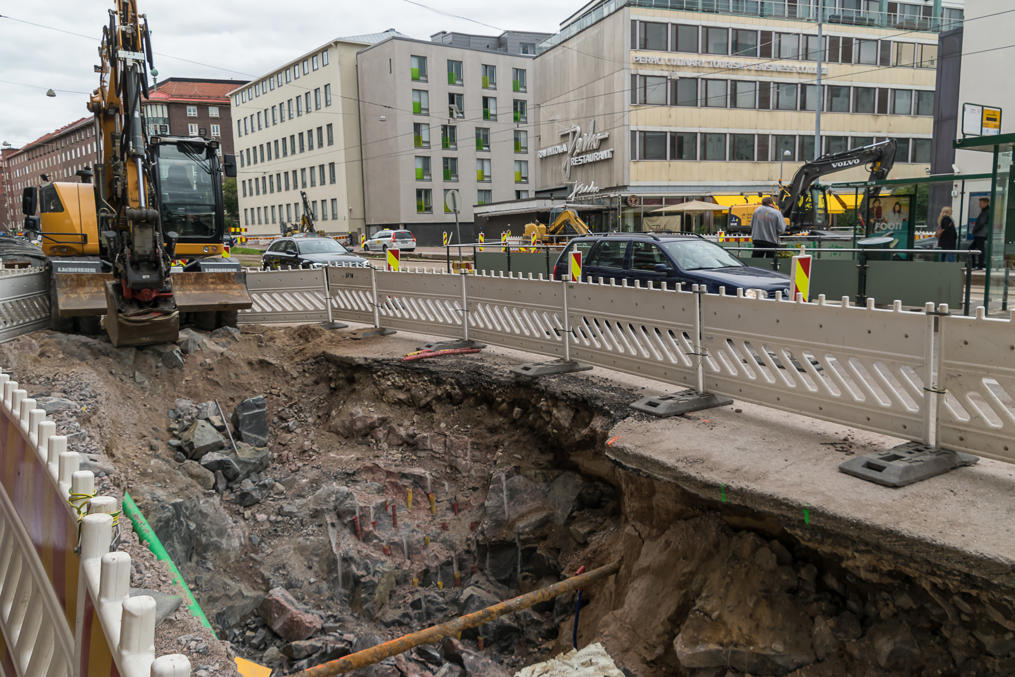 Some repairs in Helsinki. The bedrock is well visible