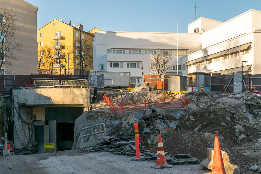 Western Metro construction area in Lauttasaari in 2016