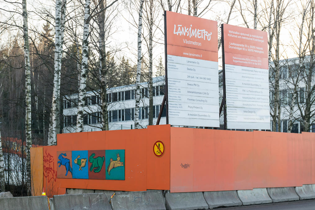 Western Metro construction area in Lauttasaari in 2016