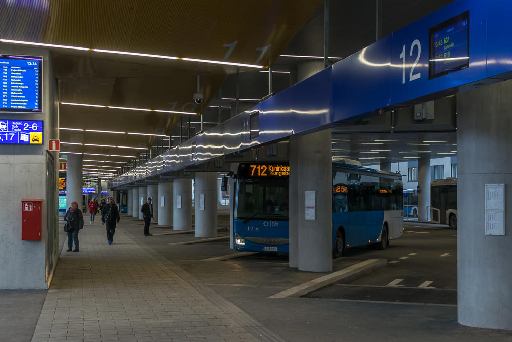 Bus terminal in Tikkurila, at the ground floor of a commercial building