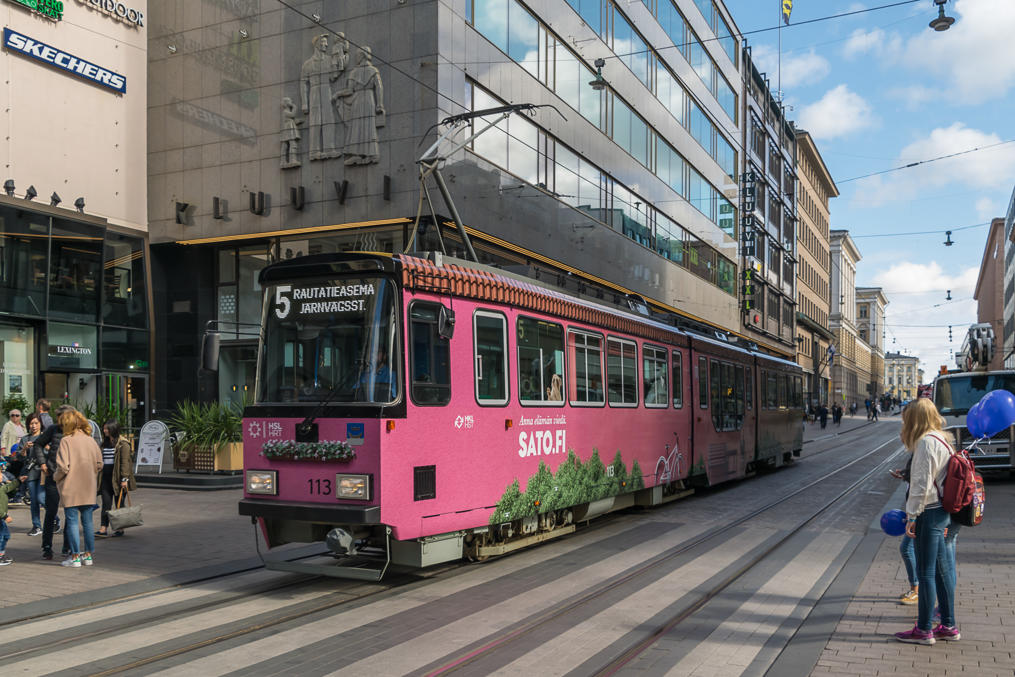 Valmet NrI tram in promotional colors