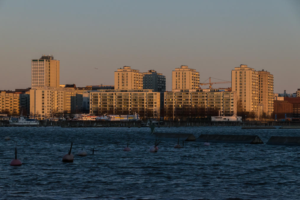 Merihaka residential area, where bridges will start