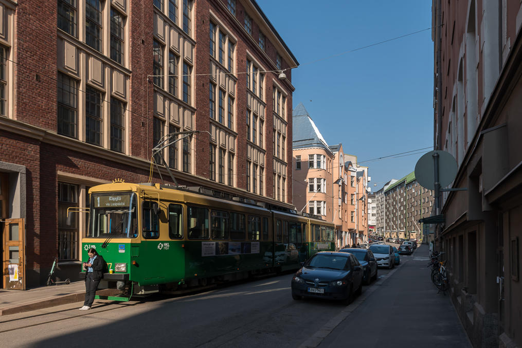 Tram at the end station in central Helsinki