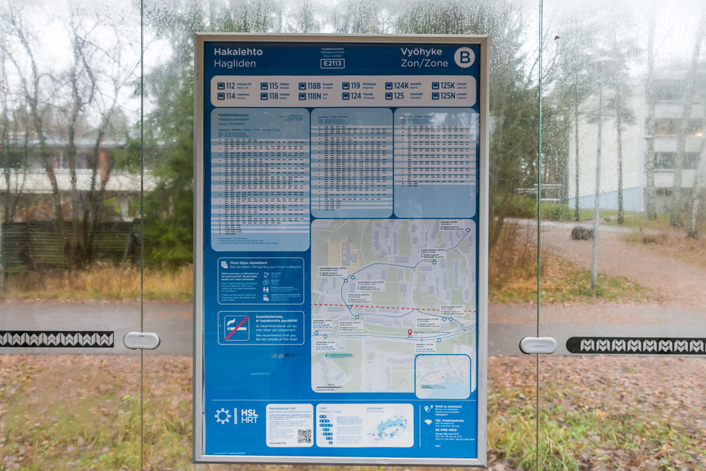 Timetable at a bus stop