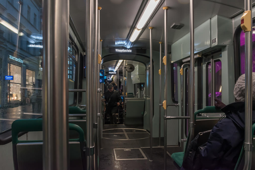 NrII tram interior.  Note the low-floor section in the background