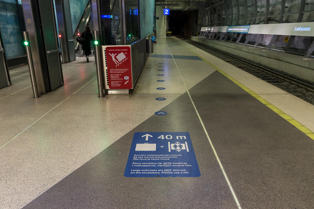 Elevators are a common feature of metro and railway station; at the underground Airport railway station they are also guidances to use them for luggage