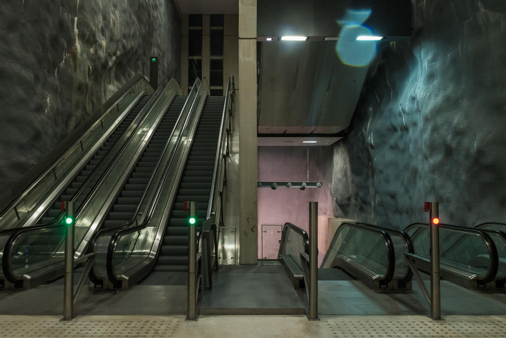 Airport station second entrance escalators