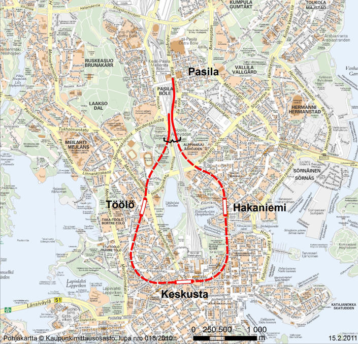 Планируемый маршрут 'Капли'.  Источник: Väylä