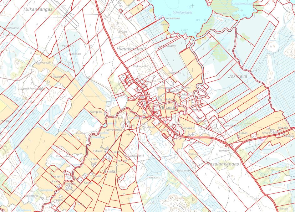 Property borders in a village in Lestijärvi