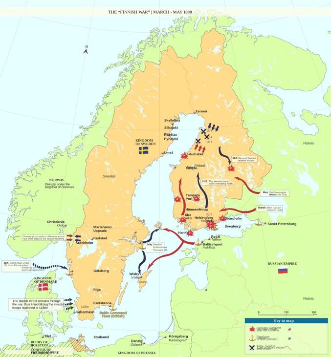 Перемещения войск и сражения весной 1808, из википедии