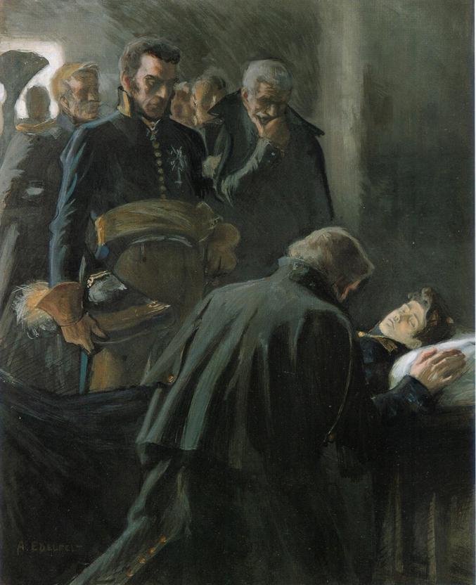 Death of Wilhelm von Schwerin (Wilhelm von Schwerinin kuolema), by Albert Edelfelt, 1900