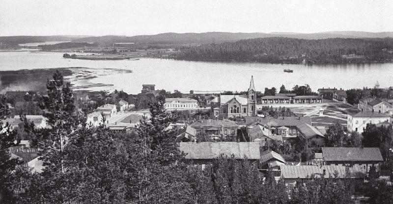 Вид с гряды Харью на город в 1890-х годах.  Источник: keskisuomenmuseo.finna.fi