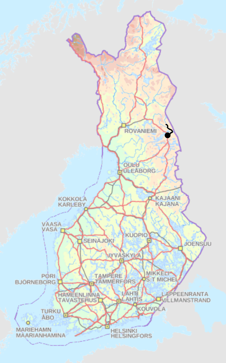 Karhunkierros Suomen kartalla