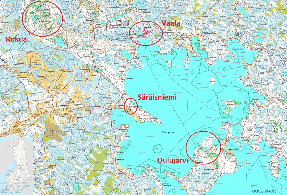 Ваала на карте Финляндии и места, о которых пойдет рассказ, на карте Ваалы