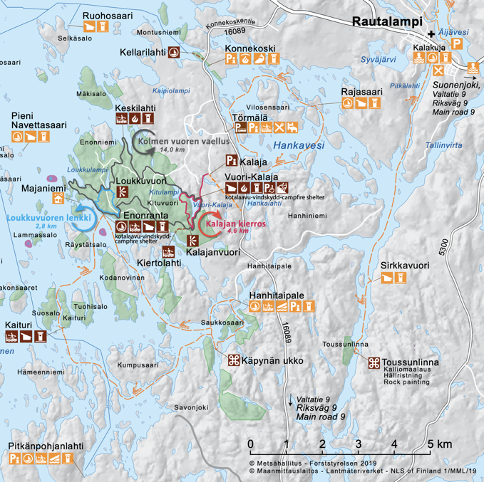 Fragment of the South-Konnevesi overview map.  Source: national park pages on nationalparks.fi