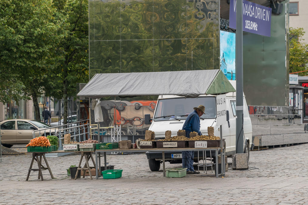 Fresh produce sold on the central square in summer