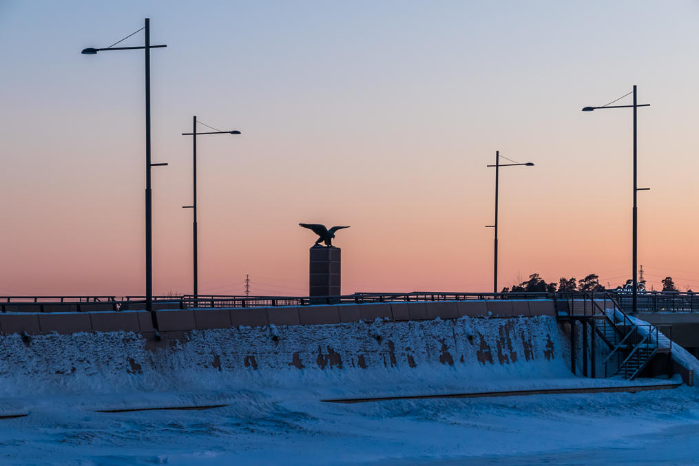 Finnish Air Forces monument at the Vaskiluoto dam.  Finnish Air Forces are also considered to have been born in Vaasa in the Civil War, when the first plane was flown into Vaasa and given to the Whites by Eric von Rosen, a Swedish aristocrat