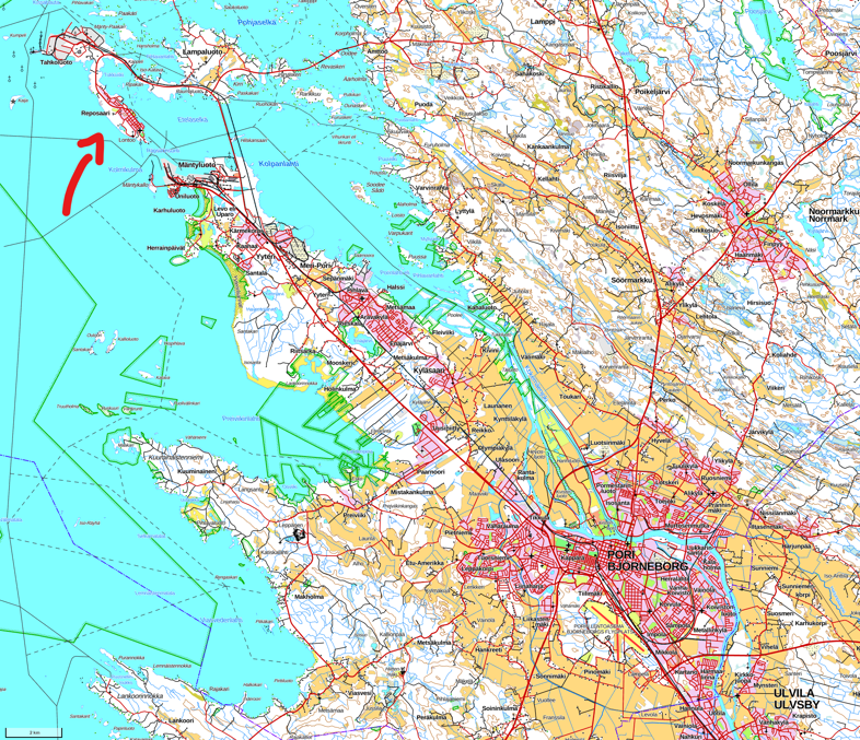 расположение Репосаари относительно Пори