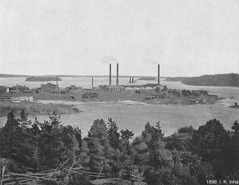 Завод в 1896, фото знаменитого фотографа И. К. Инха.  Источник: https://www.porssitieto.fi/poistuneet/taalintehdas.shtml
